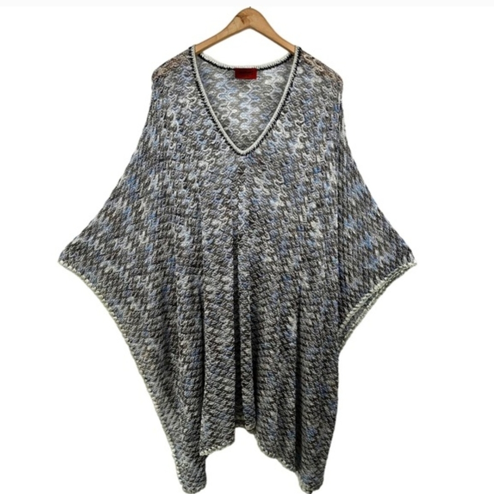 Missoni Mare Metallic Crochet Knit Poncho Tunic Cover-Up Multicolor Size 42
